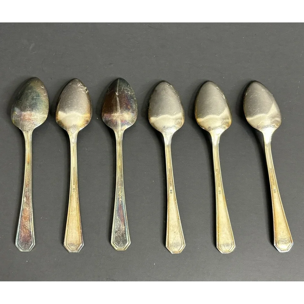 6 WM Rogers Mayfair Teaspoons Silverplate 1923 International Silver 6